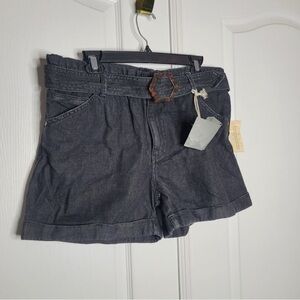 Democracy High Rise Black Denim cuffed Shorts size 12
